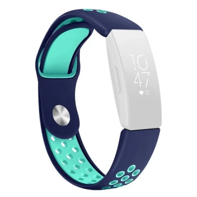 Afbeelding van Fitbit Inspire 1 / HR Ace 2 siliconen sportbandje Maat: Large Blauw + Turquoise