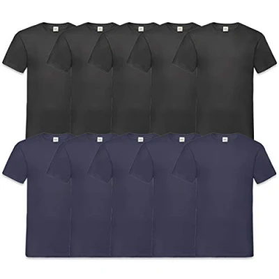 Afbeelding van FRUIT OF THE LOOM Heren T Shirt V Neck Valueweight, 5, zwart 5 navy, XXL
