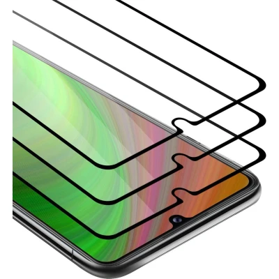 Afbeelding van Cadorabo 3x Screenprotector geschikt voor Honor PLAY 9A Volledig scherm pantserfolie Beschermfolie in TRANSPARANT met ZWART Getemperd (Tempered) Display beschermend glas 9H hardheid 3D Touch