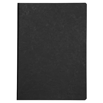 Afbeelding van Clairefontaine 791421C Collection Age Bag Notitieboek, genaaid, achterkant van linnen, Zwart, A4, 21x 29,7cm, 192 pagina&#039;s, kleine ruiten, wit papier, 90g, omslag met glanskaart, ledernerf