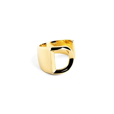 Afbeelding van Singularu Personalized Letter Signet Ring, Dames, Maat: One Size, Letra d oro