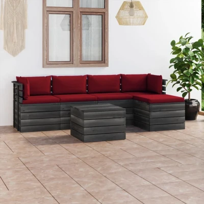 Afbeelding van 6 delige Loungeset met kussens pallet massief grenenhout