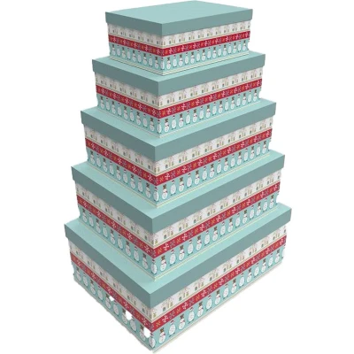 Afbeelding van Set van opstapelbare opbergboxen DKD Home Decor 5 Onderdelen Multicolour Karton (50 x 35 25 cm)