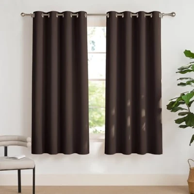 Afbeelding van PONY DANCE Thermische Verduisteringsgordijnen Decoratieve Raamgordijnen Oogjesgordijnen Licht Isolerend Geluid Zware Stof voor Thuis Slaapkamer, 140 x 175 cm, Bruin, Set van 2