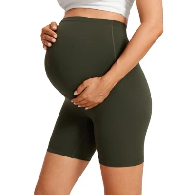 Afbeelding van CRZ YOGA Butterluxe Zwangerschapsbermuda voor dames, yoga, 10/15 cm, Olijfgroen