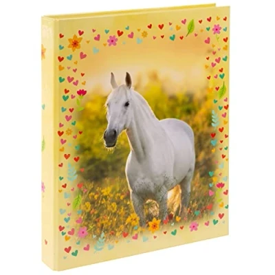 Afbeelding van goldbuch Chiara 37 117 ringband formaat 26 x 32 4 cm, omslag in kunstdruk, met 2 ringmechanisme, DIN A4, paardenmotief, gele map voor