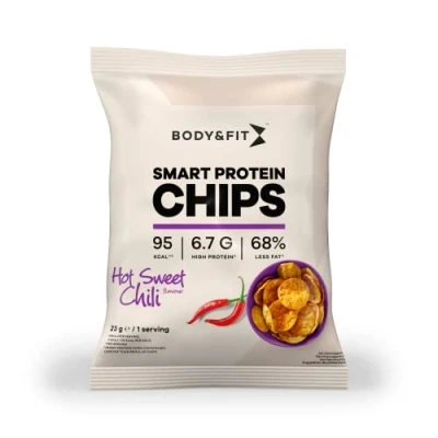 Afbeelding van Body &amp; Fit Smart Chips Proteïne Minder vet Eiwitrijk 1 box (12 zakjes) Hot Sweet Chili