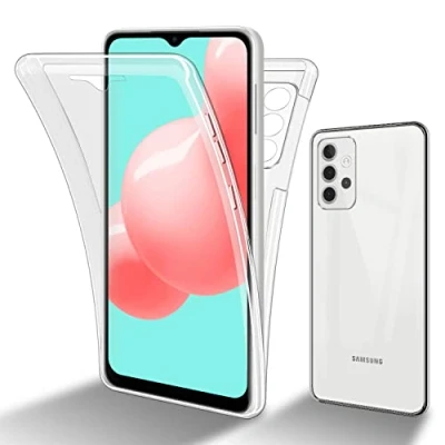 Afbeelding van Cadorabo Hoesje geschikt Voor Samsung Galaxy A32 4G in TRANSPARANT 360 Full Body Case Cover Beschermhoes en achterbescherming, all round bescherming met displaybescherming