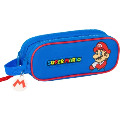 Afbeelding van Pennenetui met 2 vakken Super Mario Play Blauw Rood 21 x 8 6 cm