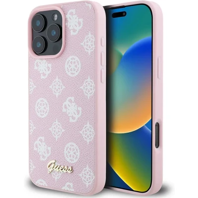Afbeelding van Guess iPhone 16 Pro Backcover hoesje Magsafe PU peony Roze