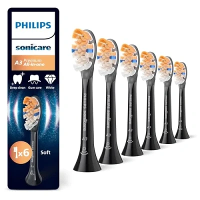 Afbeelding van Philips Sonicare A3 Premium All in One originele vervangende tandenborstelkoppen, zwart, 6 stuks, HX9096/88