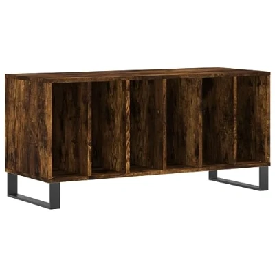 Afbeelding van Platenkast 100x38x48 cm bewerkt hout gerookt eikenkleurig