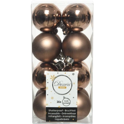 Afbeelding van Kerstbal plastic d4 cm walnoot 16st kerst Decoris