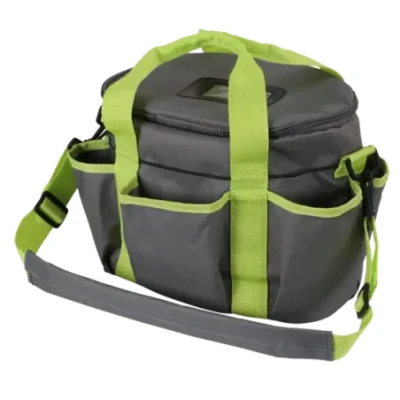Afbeelding van Borsteltas 27 x 22 22cm antraciet appelgroen