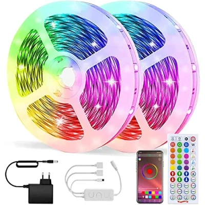 Afbeelding van Blautooth Ledstrip, 10 m, 300 leds, 5050 RGB, besturing via smartphone app, synchronisatie met muziektimer, decoratie voor slaapkamer, feest