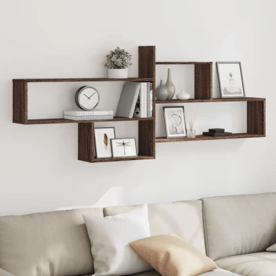 Afbeelding van vidaXL Wandschap 167,5x18x68 cm bewerkt hout bruin eikenkleurig