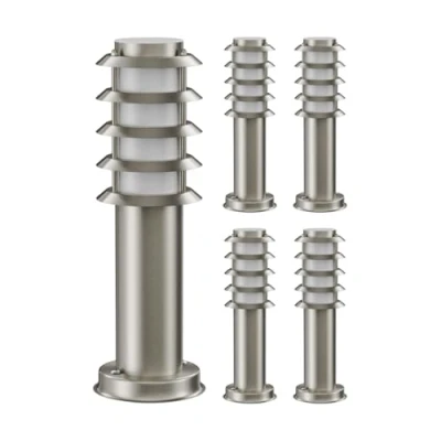 Afbeelding van ledscom.de 5 stuks padlicht/lichtklem/tuinlamp PORU voor buiten, IP44, rooster, 39 cm, roestvrij staal, 1 x E27 max. 40 W.