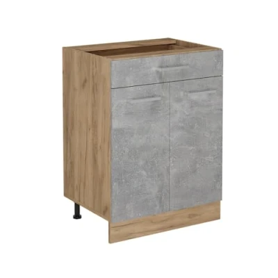 Afbeelding van Vicco Keukenonderkast R Line, Beton/Krachtige eik goud, 60 cm met lade, zonder werkblad