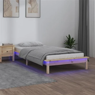 Afbeelding van Bedframe LED massief hout 90x200 cm