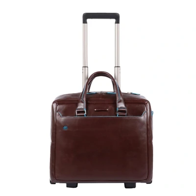 Afbeelding van Piquadro Black Square Briefcase with wheels brown Zakelijke koffer
