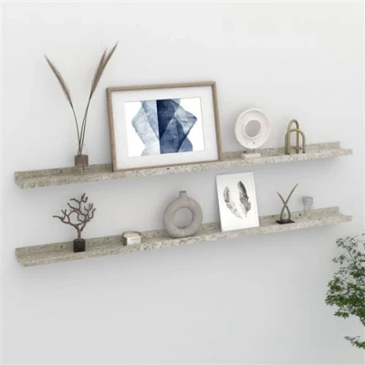 Afbeelding van Wandschappen 2 st 115x9x3 cm betongrijs