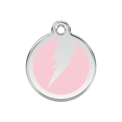 Afbeelding van Flash Pink roestvrijstalen hondenpenning medium/gemiddeld dia. 3 cm RedDingo