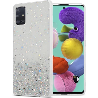 Afbeelding van Cadorabo Hoesje geschikt voor Samsung Galaxy A51 5G in Transparant met Glitter Beschermhoes van flexibel TPU silicone fonkelende glitters Case Cover Etui