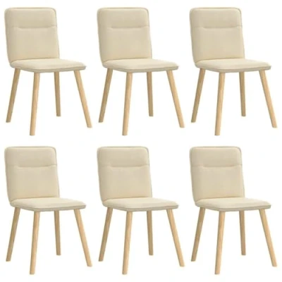 Afbeelding van vidaXL Eetkamerstoelen 6 st stof crèmekleurig