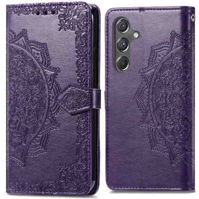 Afbeelding van iMoshion Hoesje Geschikt voor Samsung Galaxy A15 (5G) / (4G) Met Pasjeshouder Mandala Bookcase Paars