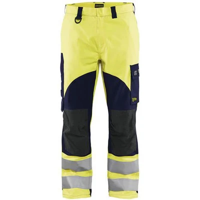Image de Pantalon multinormes inhérent jaune fluo/marine avec poche pour badge