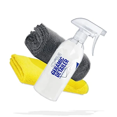 Afbeelding van detailmate Gyeon Q²M CeramicDetailer Auto afdichtings en onderhoudsset 400 ml + hoogwaardige microvezeldoek 320 g/m² 40 x cm geel super zacht randloos 550
