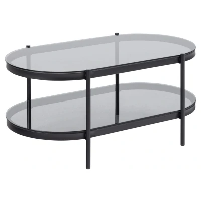 Afbeelding van Salontafel Vadodara Glas Grijs 95cm Giga Living