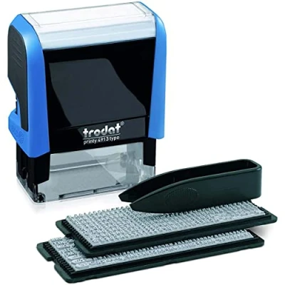 Afbeelding van Trodat Printy 4913 Typomatic stempelkussen 5 regels tekst om zelf te maken automatisch inkten zwarte inkt inbegrepen ideaal voor bedrijfsstempel
