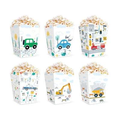 Afbeelding van Voertuigen Popcorn Bakjes 6 stuks