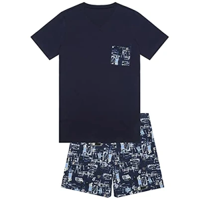 Afbeelding van In One Clothing Korte pyjama voor jongens, Nachtblauw.