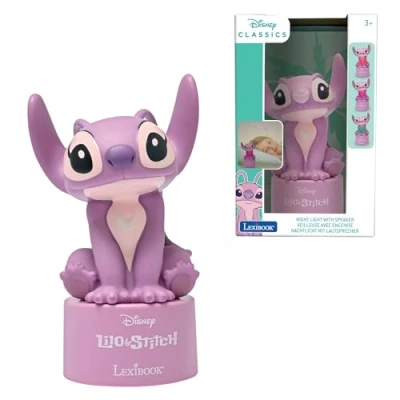 Image de LEXIBOOK, Disney Stitch, Luz Nocturna Angel con Altavoz, Cambio de Color, Suave, Funciona Pilas, Rosa, NS01D1