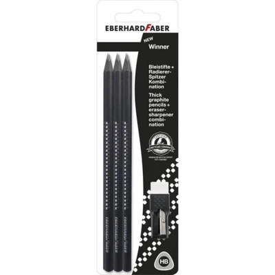Afbeelding van Eberhard Faber grafietpotloden 7 delig 17 cm met gum zwart EF 510197
