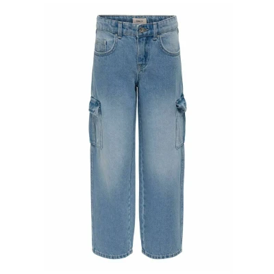 Afbeelding van ONLY KOGHARMONY WIDE CARGO CARROT PIM NOOS Meisjes Jeans Light Blue Denim Maat 122
