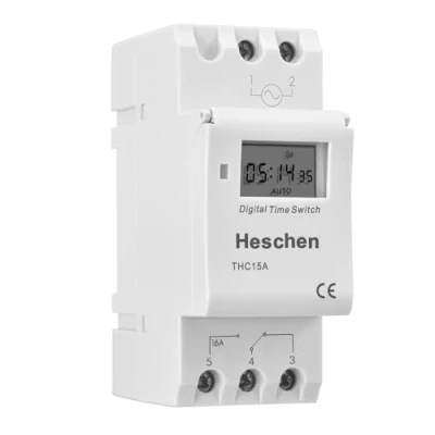 Afbeelding van Heschen Digitale schakelaar met vloeibare kristallen, programmeerbaar, relais, THC15A, AC220 240 V, 16 A, SPST, 35 mm DIN rail