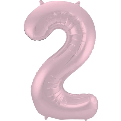 Afbeelding van Folie ballon cijfer 2 Mat Pastel Pink 86cm