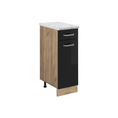 Afbeelding van Vicco Keukenonderkast R Line, Zwart hoogglans/Antraciet, 40 cm WB Marmer