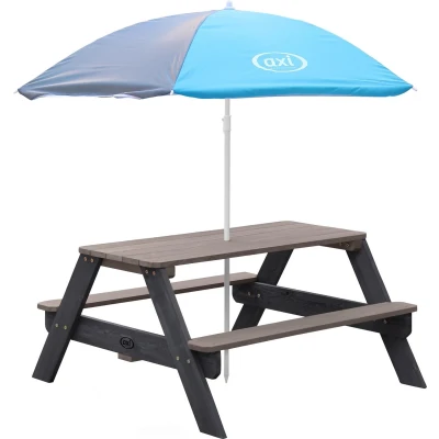 Afbeelding van Kinderpicknicktafel Nick met parasol bruin en grijs