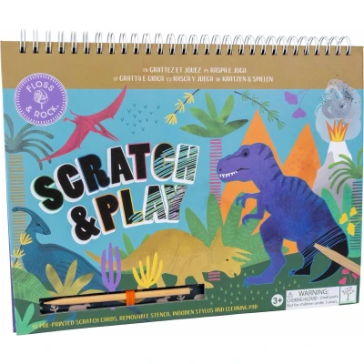 Afbeelding van Floss &amp; Rock Scratch and Play Tekenboek, Dino 26.5 x 20.5 1.5cm Multi