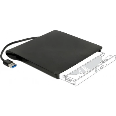 Afbeelding van DeLOCK behuizing voor 5,25&#039;&#039; Ultra Slim SATA drives (9,5mm) USB3.0 (USB A) / zwart