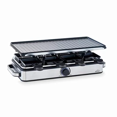 Afbeelding van Lacor 69348 Grillplaat met antiaanbaklaag, omkeerbare plaat, milieuvriendelijk, PFOA vrij, regelbare thermostaat, inclusief accessoires, gegoten aluminium, 1400 W, 41 x 20 cm