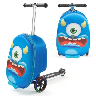 Image de VEVOR Valise Trottinette Enfant Bagage à Roulettes Voyages Capacité 20 L Bleu