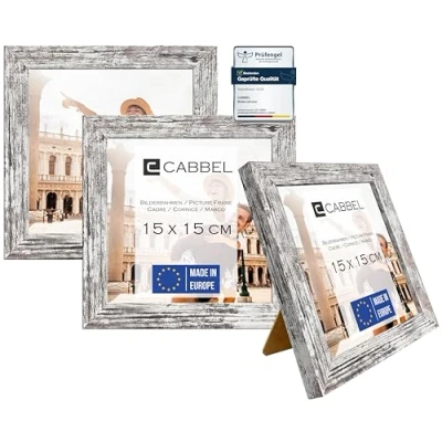 Afbeelding van CABBEL Set van 3 fotolijsten, 15 x cm, mdf berkenhout met onbreekbaar plexiglas, modern
