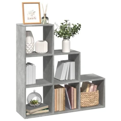 Image de vidaXL Étagère séparatrice de pièce à 3 niveaux gris béton 99x29x99 cm857961