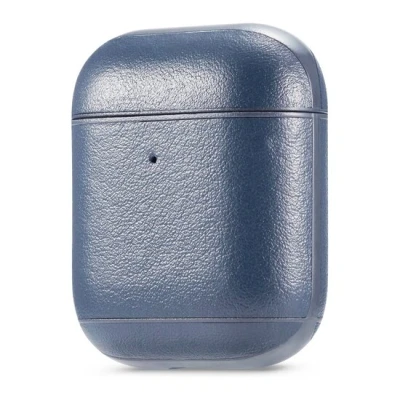 Afbeelding van AirPods 1/2 hoesje Genuine Leather Series hard case blauw