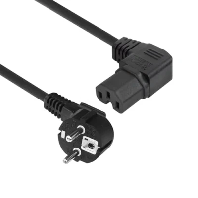 Afbeelding van ACT Netsnoer CEE 7/7 male (haaks) C15 (haaks rechts) IEC60320 zwart 2 m AK5351